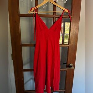 LULUS Linen Red Sundress